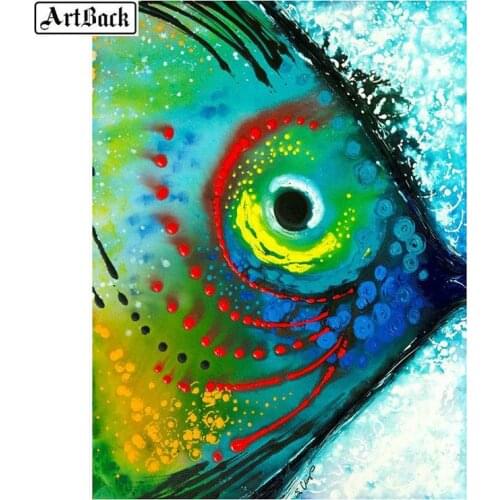 5d diamond painting colored fish diy 3d diamond mosaic animal crafts diamond embroidery home decoration