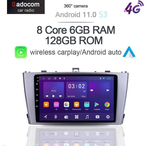 360 Cam IPS Android 10 6G+128Gb Car Radio For Toyota Avensis 2009 2010 2011 2014 2015 Multimedia Player 4G LTE GPS Wifi DSP 2DIN