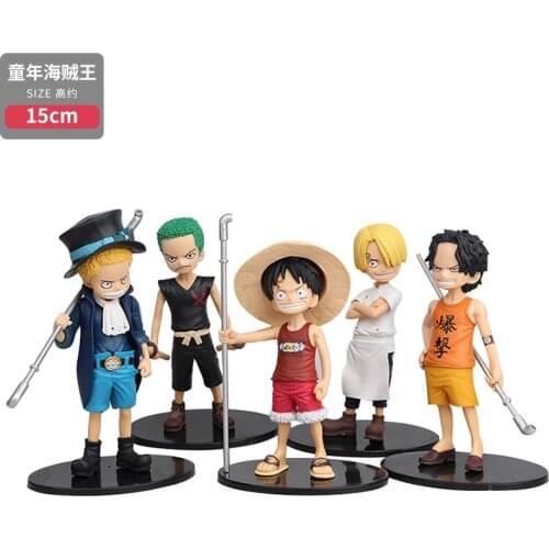 Bandai One Piece 5 Childhood Luffy Sabo Vinsmoke Sanji 15cm Anime Model Decoration Doll Boy Toy