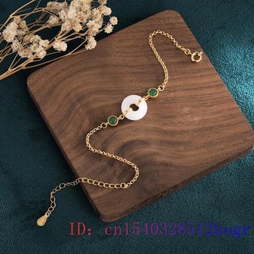 White Jade Doughnut Bracelet 925 Silver Fashion Zircon Jewelry Chalcedony Natural Charm Gifts Crystal Amulet Women Gemstone