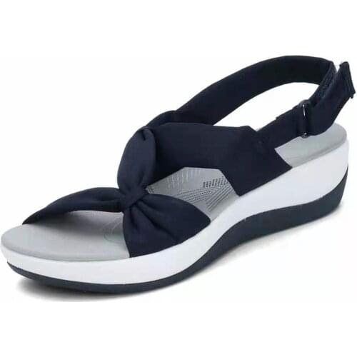 Wedge Sandals Sport Peep Toe Roman Sandals Women Bow Platform Wedges Sandals Women Velcro Sandals Plus Size 43