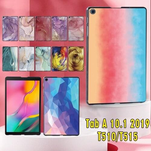 Case for Samsung Galaxy Tab A 10.1 2019 T515/T510 Watercolor Pattern Hard Plastic Tablet Back Shell Cover+Stylus