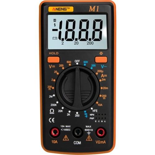 M1 Auto Digital Multimeter Backlight AC/DC Ammeter Voltmeter Ohm Portable Meter voltage Transistor Test multi meter new