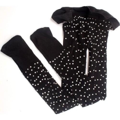 Children Rhinestone Fishnet Socks Fashion Girls Bottoming Sock Thin Pantyhose G99C