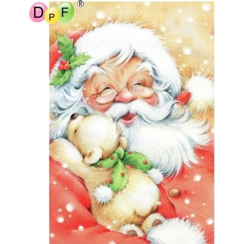 DPF diamond embroidery Santa Claus and dog diamond painting cross stitch needlework diamond mosaic square rhinestone home decor