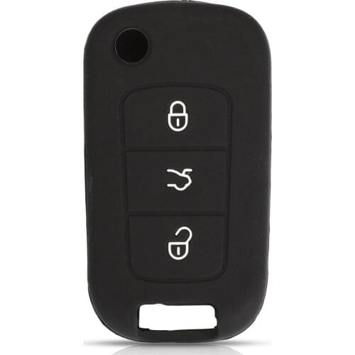 Jingyuqin New 15pcs Remote Car Key Fob Silicone Case Cover Protector For VW Volkswagen Bora Classic Protection 3 Buttons Black