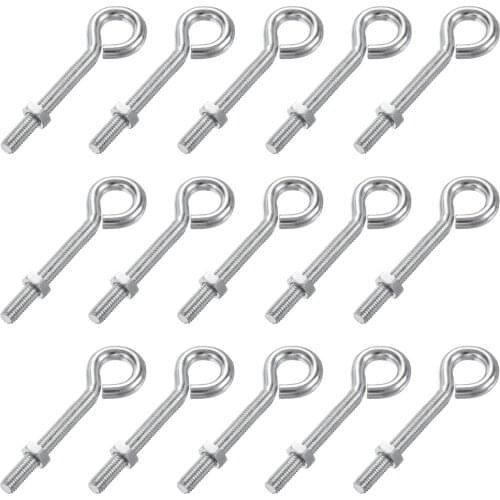 Uxcell M5x40mm Eye Hooks Screws Bolts Kit, 15pcs Carbon Steel Hanger Eyelet Hooks Screw with Hex Nuts for Metal Hook, Wood