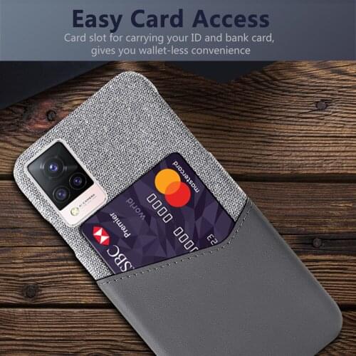 Febric Card Holder Phone Cover For Vivo S9 S9e 5G Coque Cloth Texture PU Antiskid Funda For VI VO S 9E 9 6.44" 2021 Case Shell