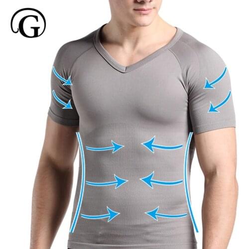 Posture Corrector PRAYGER Gynecomastia Corset Men Belly Trimmer Shaper Waist Trainer Slim T Shirt Shaper Male Abdominal Tops