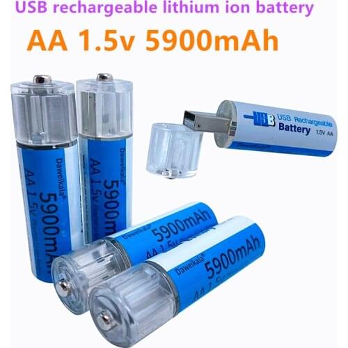AA 1.5V battery 5900mAh USB rechargeable lithium ion battery AA 1.5V battery for Remote Control Toy light Batery+free shipping