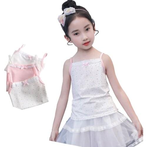 New Summer Kids Camisole Children Halter Baby Girls T-Shirts Clothes Cotton Flower Tees Toddler Tops 3 Colors