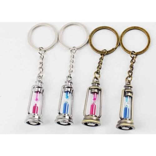 Metal Lamp Shaped Timer Hourglass Keychain Sandglasses Novelty Item Guft for Woman and Men Gift SN3307