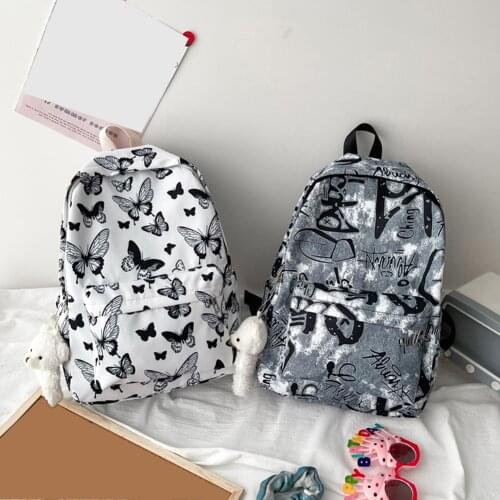 Fashion Backpack Graffiti Butterfly Printing Oxford Cloth Backpacks Women Travel Rucksacks Casual Ladies Large Capacity Handbags