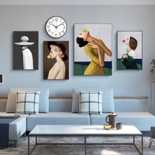 Nordic Fashion Style Beautiful Woman Portray Posters Wall Art Appreciate Prints Decor Canvas Painting for Living Room Decoration