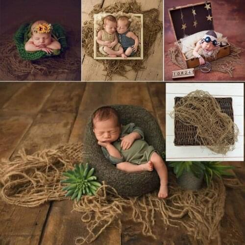 2018 NEW Newborn Jute Backdrop Blanket Baby Photography Prop Chunky Burlap Layer Net Baby Care Gift