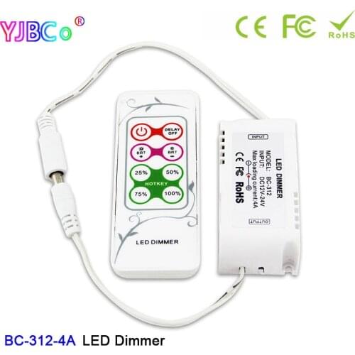 DC12V 24V Single color LED Strip LIght Dimmer BC-312-4A PWM Output signal Lamp tape Controller switch with 8 keys RF remote