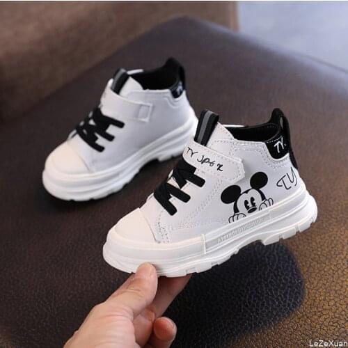 Autumn Disney Boys Cartoon Mickey Mouse Breathable Kids Casual Shoes Non-Slip Soft Sports Sneakers Girls Gift