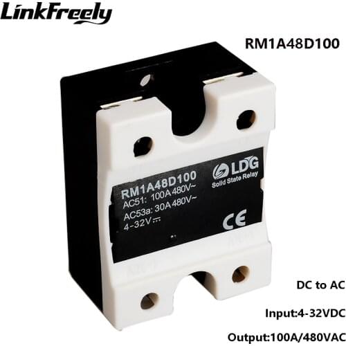 RM1A48D100 2SCR Solid State Relay DC AC 100A,Output:42-530VAC Input:5V 12V 24V DC SSR Relay,Soft Starting Relay Switch Board