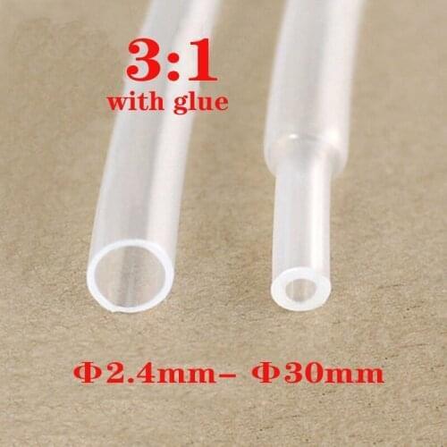 1Meter Transparent Clear Thickened 3:1 Heat Shrink Tube Wire Cable Insulation Tubing USB Protector Wrap Diamater 2.4mm - 50mm