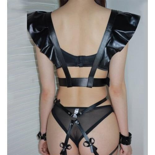 Sexy Leather Harness Set Sexual Womens Lingerie Bra Body Bondage Strap Garter Belt Bdsm Sex Fetish Suspender Erotic lingerie