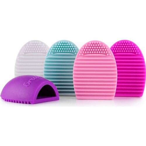 1pcs Egg Shape Silicone Brush Cleaning Mat Make Up Brush Cleaner Glove Scrubber Board Cosmetics Clean Brush Gel Washing Tool