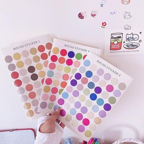 1pc Kawaii Colorful Round Sticker Cute Dots Journal Sticker Decoration Label Seal Sticker Diary Scrapbooking Korea Stationery