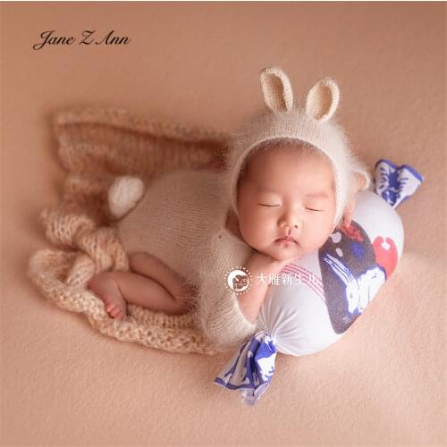 Cute white rabbit toffee cute shape pillow newborn full moon child filling auxiliary photography props pillow