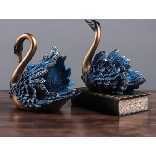 Modern Abstract Sculpture Swan Resin Animal Model Living Room Desk Decoration Accessories Office Decoration Fengshui Crafts Gift