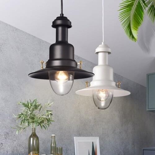 Wrought Iron Glass Chandelier Small Fisherman Living Room Bedroom Dining Room Lamps E27 Modern Industrial Style Nordic