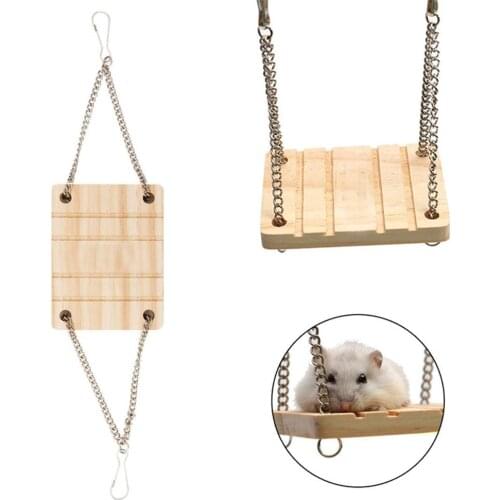 Small Animals Products Hamster Chinchilla Toys Wooden Swing Harness Hanging Bed Parrot Rest Mat Pet Hanging Pet Toys Accessories