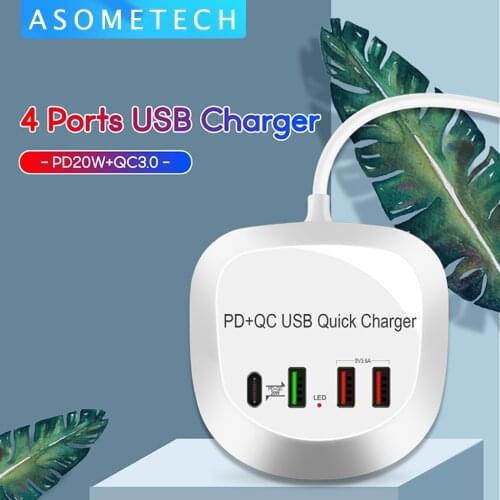 USB Charger HUB Adapter Quick Charge 3.0 PD USB C Fast Charger Portable Travel Tablet Phone Charger For iPhone 12 Pro 11 Samsung