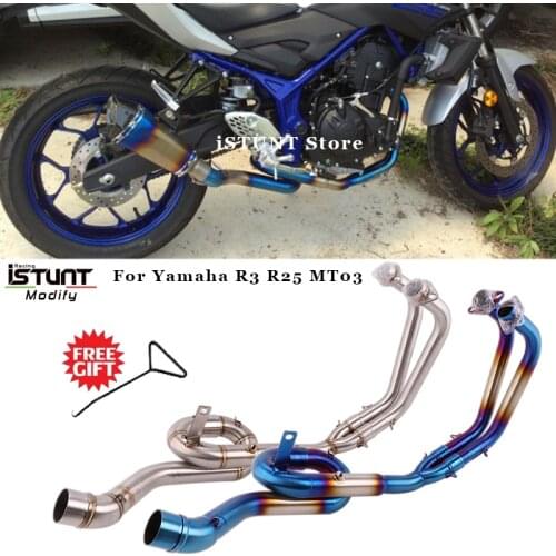 Motorcycle Exhaust Escape Full System Modified Stainless steel Front Pipe Roundabout Middle Link Pipe For Yamaha R3 R25 MT-03