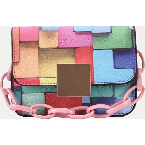 2021 New Summer Hit Color Shoulder Bags for Women Chains Crossbody Messenger Bag Purse PU Leather Small Flap Handbag