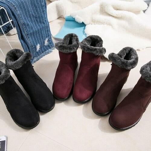 Women Cotton Winter Warm Snow Shoes Ankle Boots Middle-Aged Thickened Non-Slip Casual Comfortable Flat Shoes