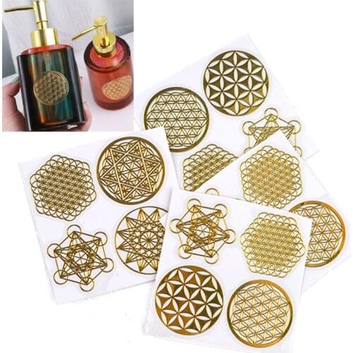 7 Chakra Geometric Copper Energy Tower Stickers Flower Epoxy Resin Material Jewelry Making
