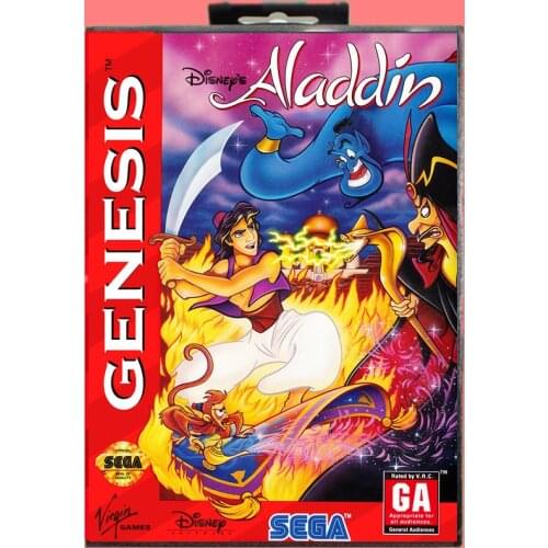 Aladdin 16 Bit MD Game Card Include Retail Box For Sega Genesis & Mega Drive
