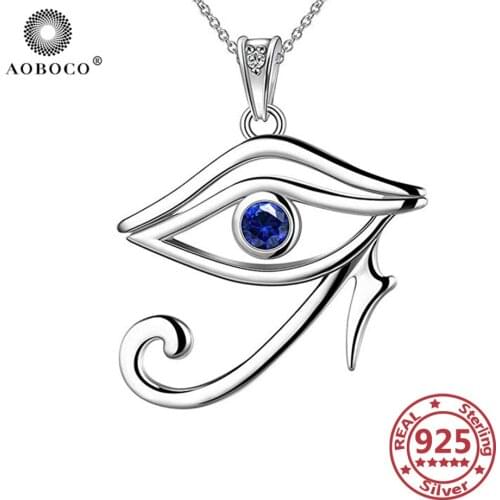 AOBOCO 925 Sterling Silver Eyes Pendant Necklace Cubic Zircon Pendant Necklaces Silver Jewelry Anniversary Gift Silver 925 Chain