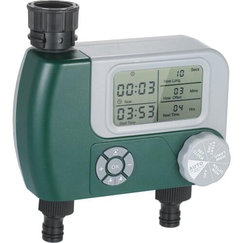 Battery Operated Automatic Watering Sprinkler System Irrigation Controller Programmable Digital Hose Faucet Timer with 2 Outlet