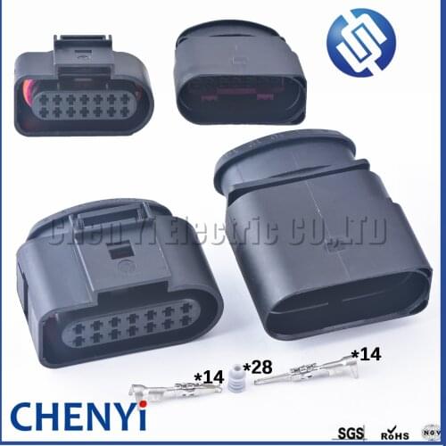 1 set 14 pin 1.5mm series car xenon headlights plug Auto 09G Gearbox Cable Socket waterproof connector 6X0973717 For VW Audi