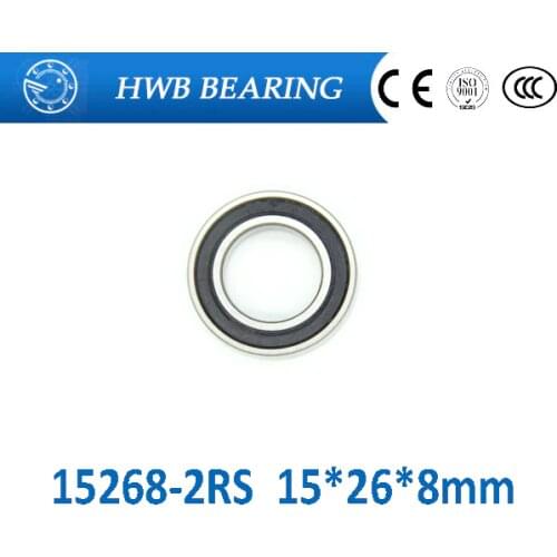 Free shipping 2pcs 15268-2RS GCR15 ball bearing 15x26x8mm 15268RS bike wheels bottom bracket repair bearings MR15268 2RS