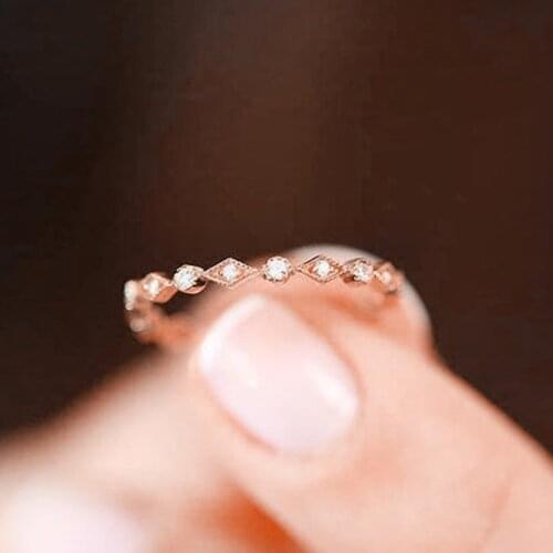 Double Fair Trendy Thin Rings For Women Girls Retro Rose Gold Color Party Daily Gift Fashion Jewelry R029