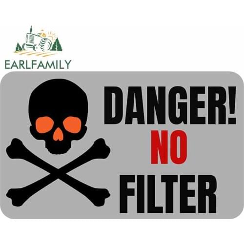 EARLFAMILY 13cm x 8.1cm for Danger No Filter Warning VAN Car Stickers Air Conditioner Decal Refrigerator Cartoon Car Assessoires