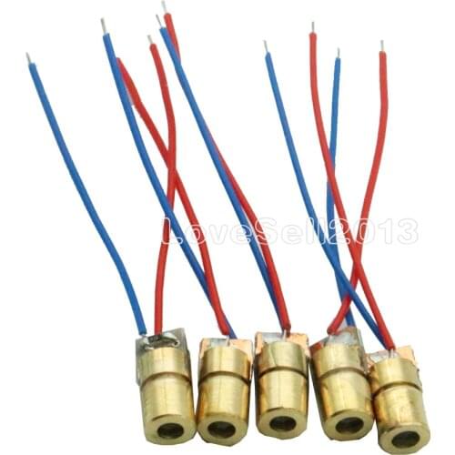 5pcs laser diode 650nm 6mm 5V 5mW Adjustable Laser Dot Diode Module Red Copper Head 3v