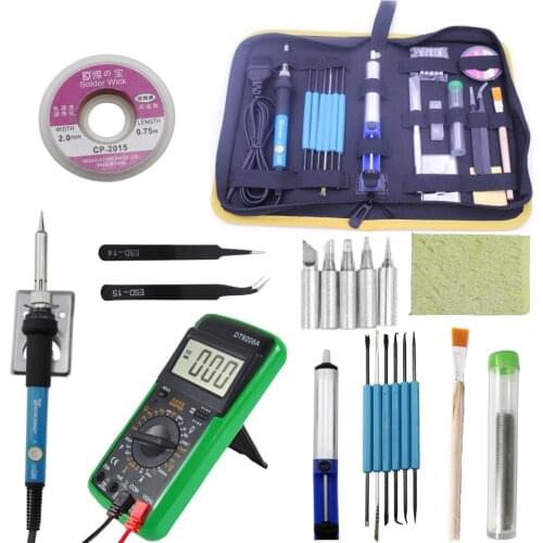 60W Digital Soldering Iron Kit 110V 220V Multimeter Desoldeirng Pump Welding Repair Tool Kit