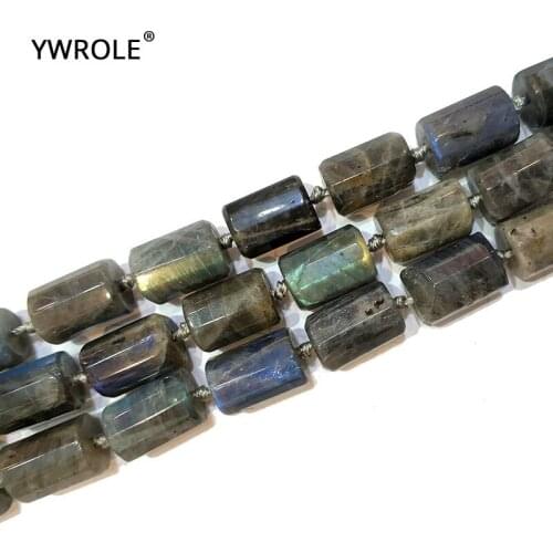 Natural Labradorite Cylindrical Shape Facted Stone Beads For Jewelry Making DIY Bracelet Necklace 11*16 mm Strand 15" Handmade