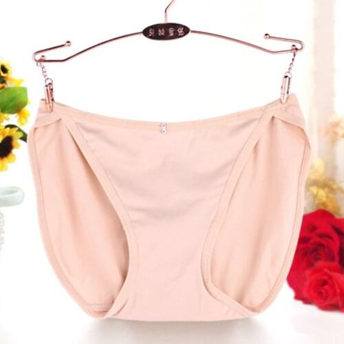 Sexy underwear female head low underpants solid color panties mark Girls Briefs silk seamless knickers comfort women cuecas