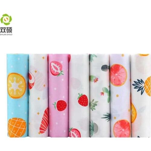 Shuanshuo New Fruit Series Cotton Patchwork Fabric Fat Quarter Bundles Fabric For Sewing Doll Cloths 40*50cm 7pcs/lot