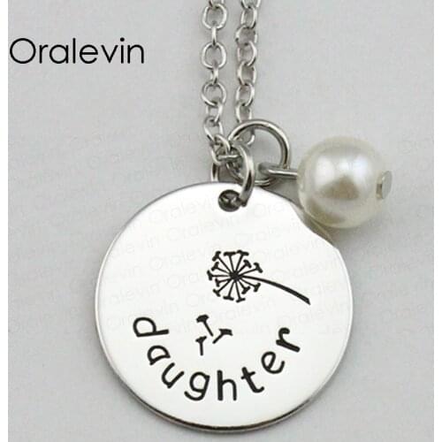 New Fashion DAUGHTER Inspirational Hand Stamped Engraved Custom Pendant Necklace for Women Gift Jewelry,10Pcs/Lot, #LN1872