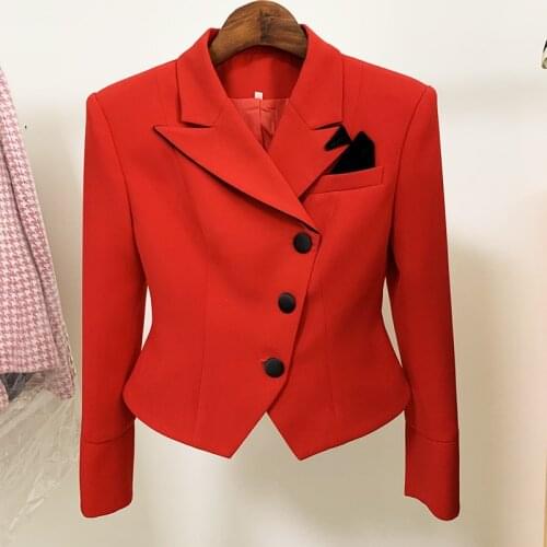 2021 Spring New Designer Womens slim blazers jackets Hot Fashion red color short coat C847