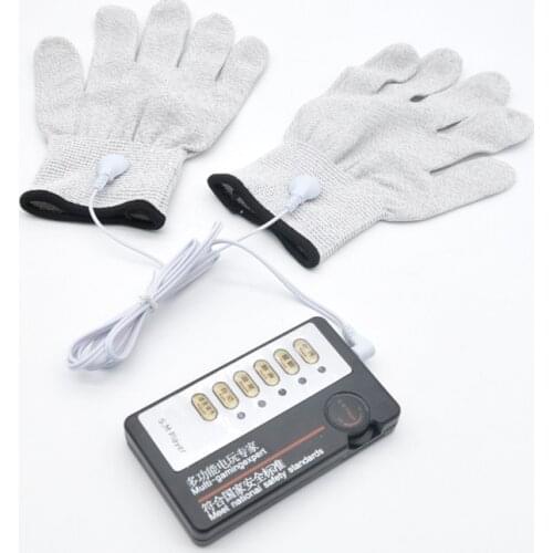 Conductive Fiber Electrode Gloves Electric Shock Therapy Breast Body Massage Electric Stimulator SM Game men and women Sex Toy